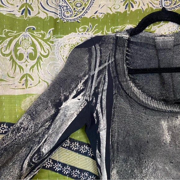 Rare Y2K Isabel de Pedro Black Distressed Trees Print Top/ Skirt Set Size 6/8 - Picture 5 of 16